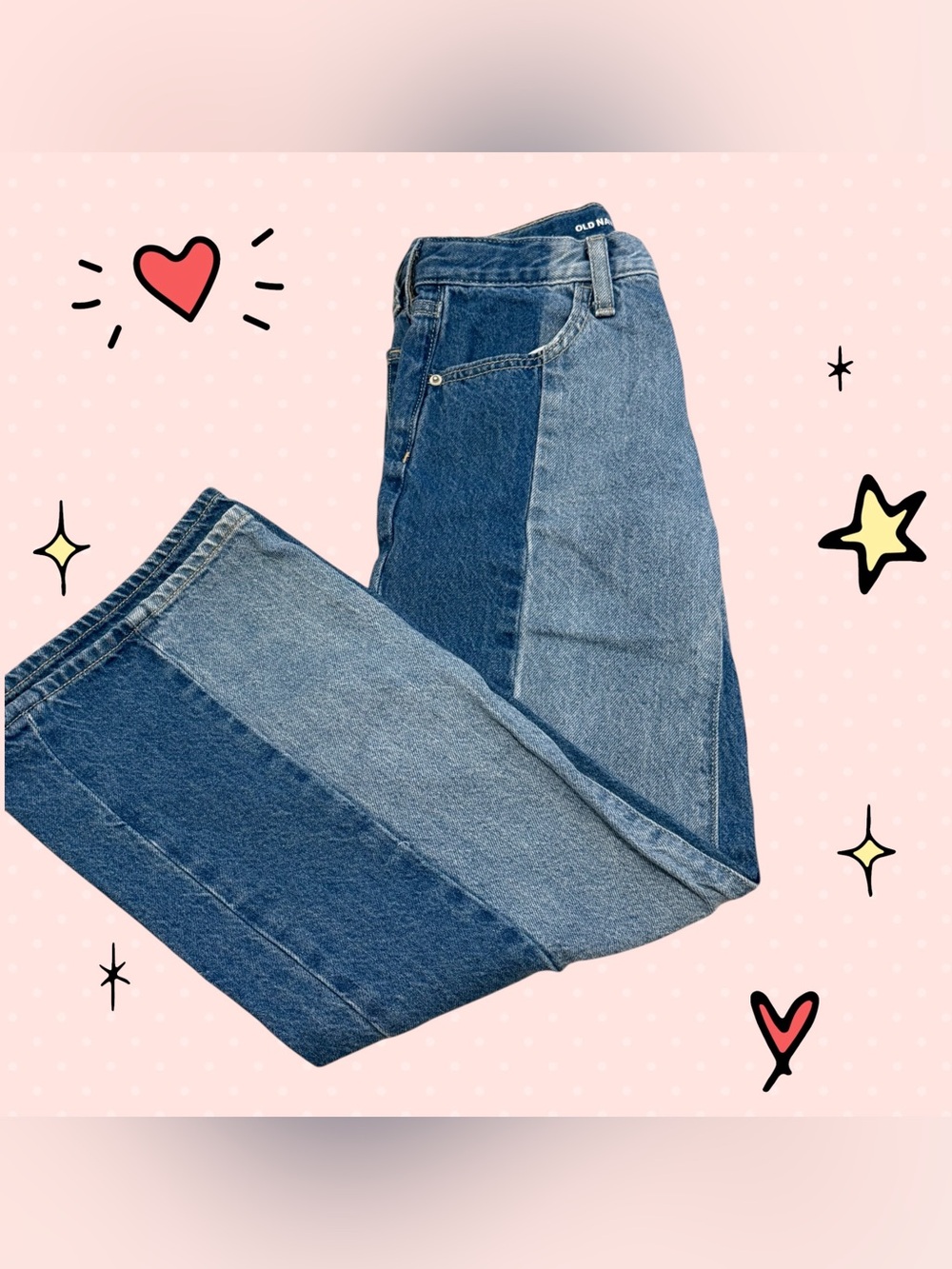 Old Navy Two-Tone Blue Patchwork Jeans - Kid’s Size 10